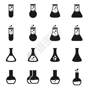 烧瓶上的图标矢量插图图片