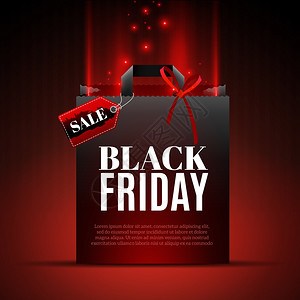 黑色星期五销售模板黑色星期五销售模板与购物盒红灯现实风格矢量插图图片
