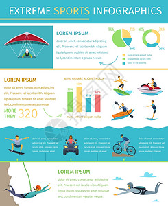 极限运动生活方式平信息海报流行的极限运动清单信息设备产品市场赞助商活动发展平信息海报矢量插图图片