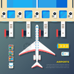 喷气桥机场停机坪飞机机场停机坪飞机机场区域与飞机喷气桥地Srvice顶部视图抽象矢量插图图片
