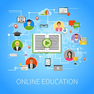 线教育平信息图表网页成线教育电子学平流程图与IT技术电子媒体信息源网页矢量图图片