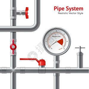 塑料管系统背景塑料管系统与压力表真实背景矢量图图片