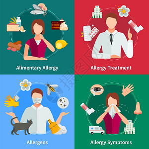 过敏图标过敏治疗过敏矢量插图过敏平图标过敏套装过敏隔离元素图片