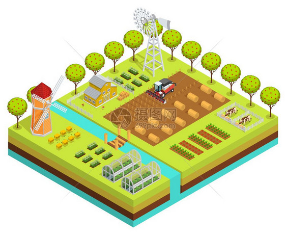 彩色农场等距彩色农场等距与农场项目种植过程中挖掘土矢图图片