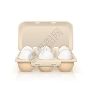 盒子插图中的鸡蛋六个生蛋纸板箱现实矢量插图图片