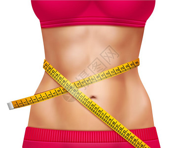 女运动腰围3D插图女运动腰围三维与红色运动服装测量磁带白色背景矢量插图图片