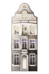 经典的房屋立构图旧的欧洲立房屋成与平三层建筑与曼型阁楼地板矢量插图图片
