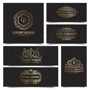 奢侈品标签套装奢侈品标签皇家品牌符号平孤立矢量插图图片