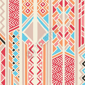 部落民族五颜六色的波西米亚图案与几何元素,非洲泥布,部落,矢量插图背景图片