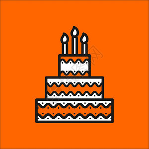 生日蛋糕带蜡烛的蛋糕,矢量图标图片