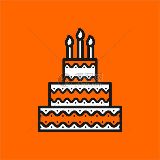生日蛋糕带蜡烛的蛋糕,矢量图标图片