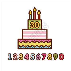 蛋糕生日,带蜡烛的蛋糕,矢量图标图片