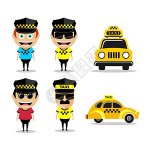 出租车司机出租车矢量插图,字符图标出租车图片