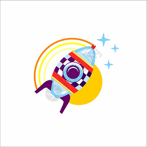 火箭火箭太空飞行矢量插图给孩子们的玩具图片