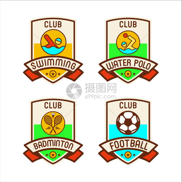 体育俱乐部的标志标志标志游泳,水球,羽毛球,足球图片