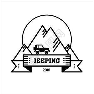 标志嘲笑矢量标志骑吉普车越野山背景旅游,旅游,爱好,运动图片