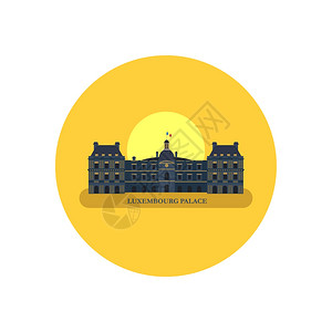 卢森堡宫殿巴黎法国矢量圆形图标图片