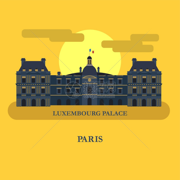 卢森堡宫殿巴黎法国矢量插图图片