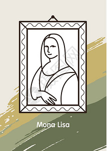 伟大莱昂纳多绘画的矢量插图蒙娜丽莎图片的背景调色板图片