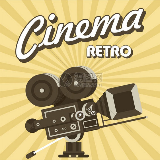 老式胶卷相机老式风格的海报复古电影院图片