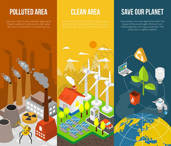 生态横幅带污染区域清洁区域的生态横幅保存了们的行星矢量图图片
