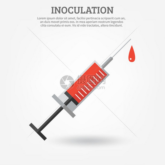 疫苗注射注射器海报疫苗接种海报描绘注射器标题字段的文本矢量插图图片
