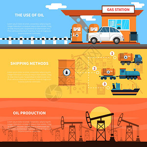 了石油横幅油水平横幅加油站运输生产符号平隔离矢量插图背景图片