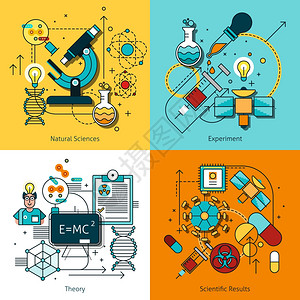 科学线图标科学线图标理论实验符号平孤立矢量插图背景图片