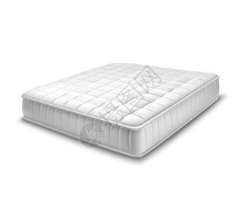 双层床垫的现实风格双白色床垫白色背景孤立矢量插图的真实风格背景图片