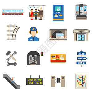 地下图标地下图标同的城市地铁元素,如车票火车自动扶梯平孤立矢量插图图片