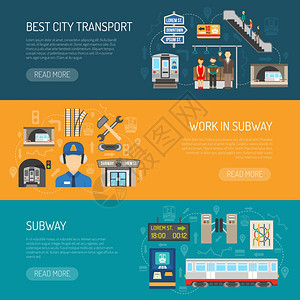 水平地下横幅水平地下横幅展示地铁广告,它喜欢最好的城市交通工作地铁平矢量插图图片
