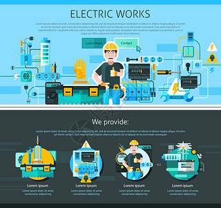 电工页电工页与广告符号平矢量插图图片