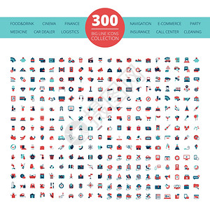 标志300平图标收集大集合平标志的商业医药保险汽车经销商矢量插图图片