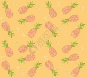 无缝图案与手绘菠萝水果,矢量插图图片