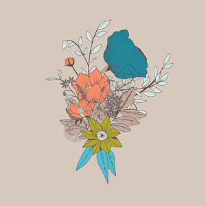 矢量花,植物花卉装饰手绘,矢量插图背景图片