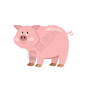 卡通猪农民动物矢量背景图片