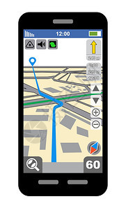 带GPS导航仪的智能手机矢量图片