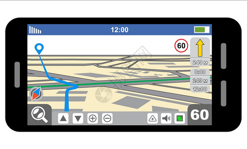 带GPS导航仪的智能手机矢量图片