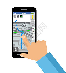 智能手机屏幕上的城市全球定位系统导航矢量图片