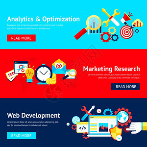 SEO平横幅与分析优化营销研究网页开发孤立矢量插图通信高清图片素材