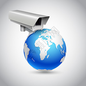 全球监控与全球保护系统相机矢量插图图片