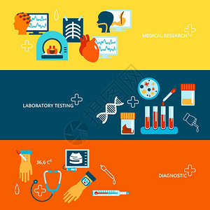 医学测试横幅平与实验室研究诊断分离矢量插图图片