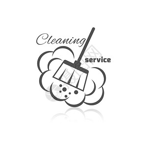 清洁服务图标与灰尘刷气泡矢量插图图片