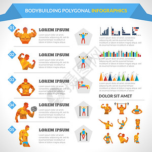 健美多边形信息与男女的数字图表矢量插图图片