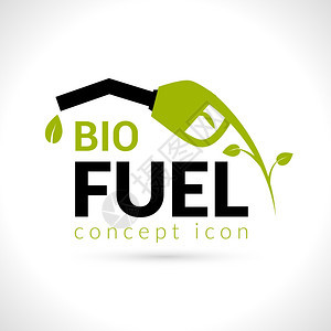 生物燃料与石油泵与绿叶平矢量插图图片