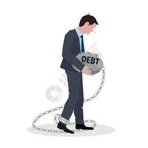 商业债务与商人持石头上的链矢量插图商业债务图片
