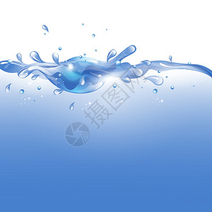 新鲜凉爽的海蓝色流水溅出背景矢量插图水背景插图图片