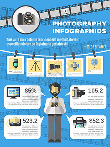 摄影信息集与照片相机设备信息符号矢量插图摄影信息集图片