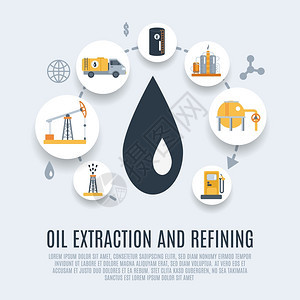 石油工业的与燃料产品加工符号平图标矢量插图石油工业平图标图片