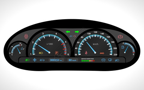 汽车仪表板自动测速板隔离白色背景矢量插图汽车仪表板隔离图片